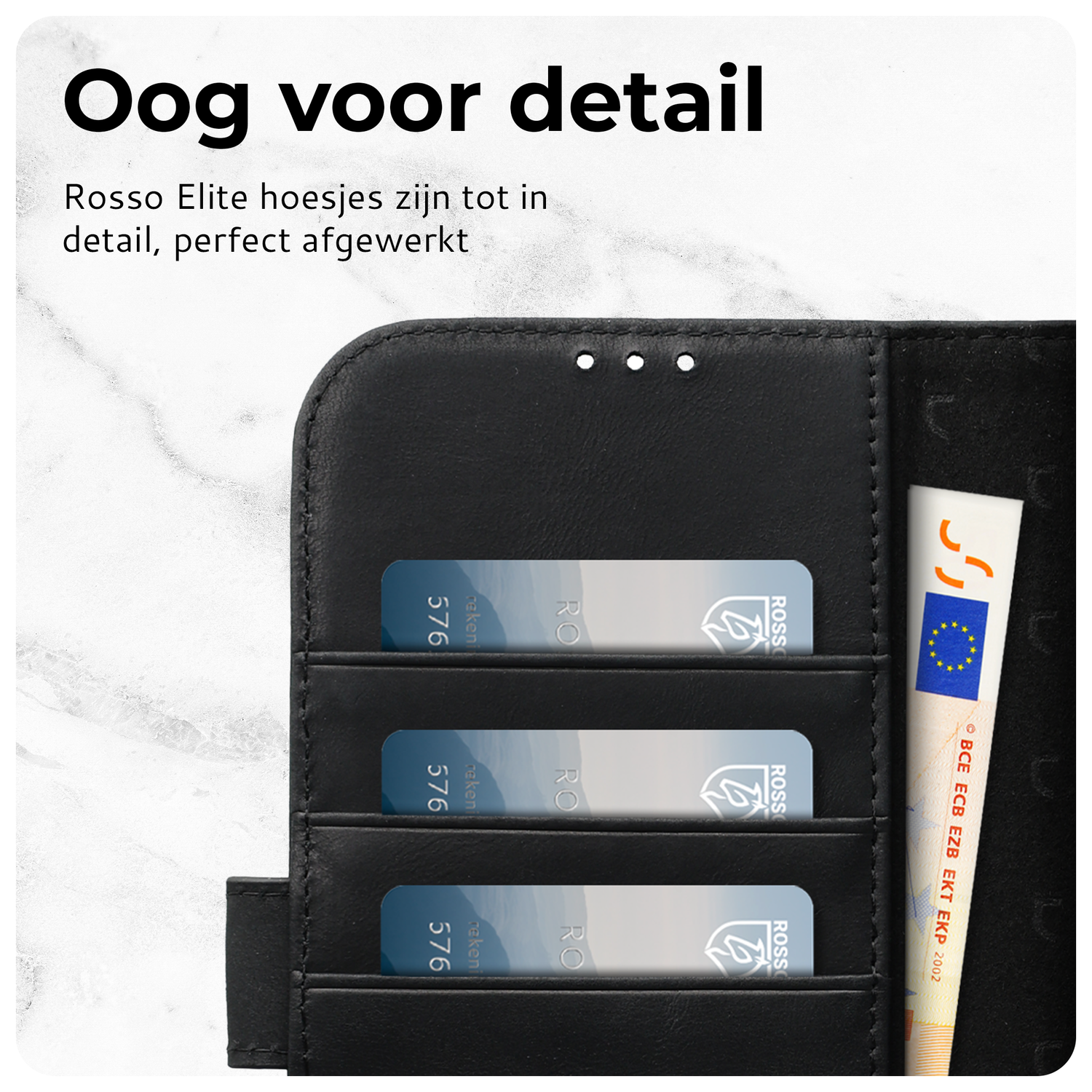 Rosso Elite iPhone 15 Plus Hoesje MagSafe Book Case Leer Zwart afbeelding 6