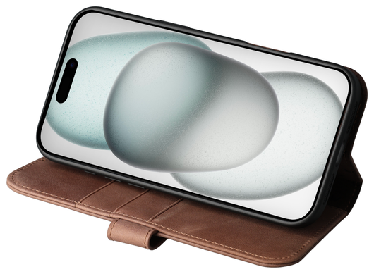 Rosso Elite iPhone 15 Plus Hoesje MagSafe Book Case Leer Bruin afbeelding 12