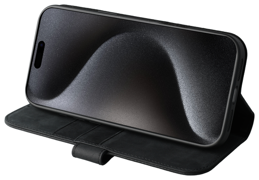 Rosso Elite iPhone 15 Pro Max Hoesje MagSafe Book Case Leer Zwart afbeelding 10