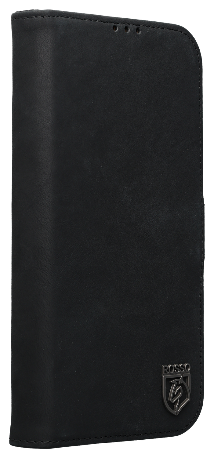 Rosso Elite iPhone 14 Hoesje MagSafe Book Case Echt Leer Zwart afbeelding 13