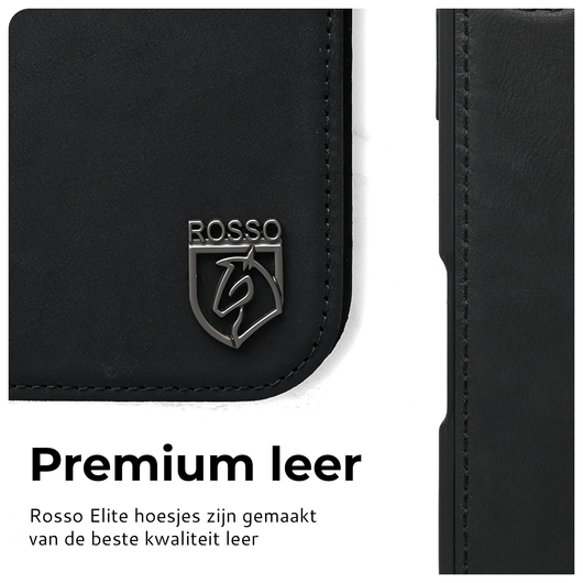 Rosso Elite iPhone 14 Pro Hoesje MagSafe Book Case Leer Zwart afbeelding 4