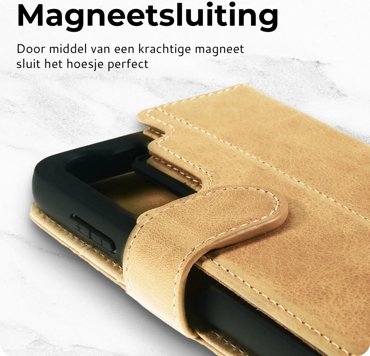 Rosso Elite Samsung Galaxy S23 Hoesje MagSafe Book Case Lichtbruin afbeelding 7