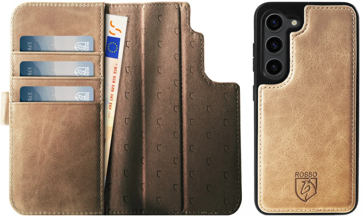 Rosso Elite Samsung Galaxy S23 Hoesje MagSafe Book Case Lichtbruin afbeelding 11