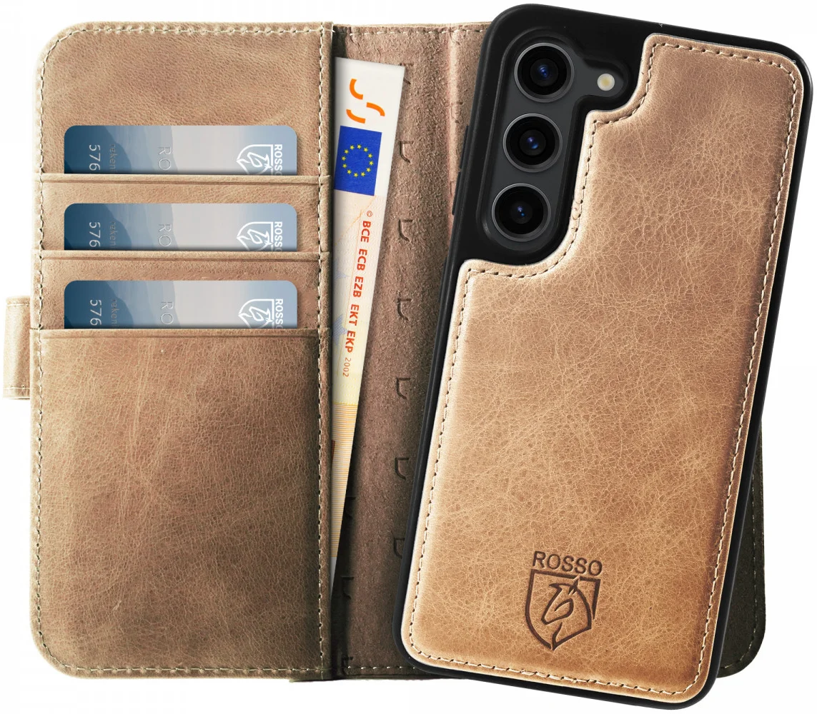 Rosso Elite Samsung Galaxy S23 Hoesje MagSafe Book Case Lichtbruin afbeelding 1