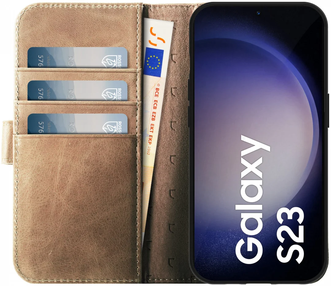 Rosso Elite Samsung Galaxy S23 Hoesje MagSafe Book Case Lichtbruin afbeelding 4