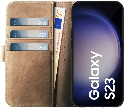 Rosso Elite Samsung Galaxy S23 Hoesje MagSafe Book Case Lichtbruin afbeelding 4