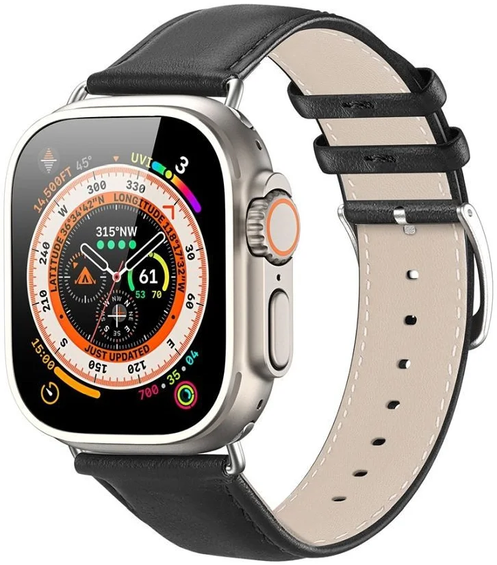 Dux Ducis - YS Leren Apple Watch Bandje - 38MM/40MM/41MM/42MM - Zwart afbeelding 1