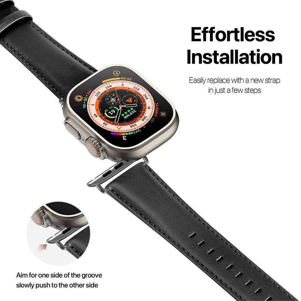 Dux Ducis - YS Leren Apple Watch Bandje - 38MM/40MM/41MM/42MM - Zwart afbeelding 3