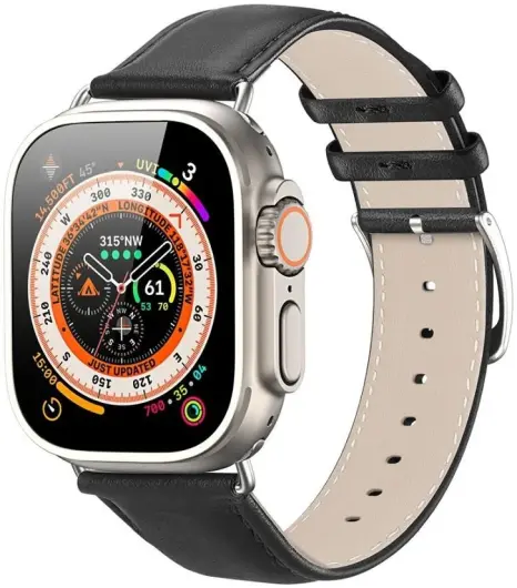 Dux Ducis - YS Leren Apple Watch Bandje - 38MM/40MM/41MM/42MM - Zwart afbeelding 1