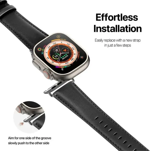 Dux Ducis - YS Leren Apple Watch Bandje - 38MM/40MM/41MM/42MM - Zwart afbeelding 3