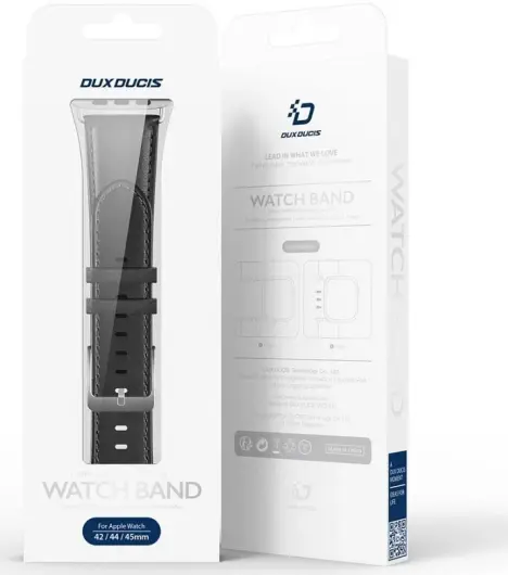 Dux Ducis - YS Leren Apple Watch Bandje - 38MM/40MM/41MM/42MM - Zwart afbeelding 6