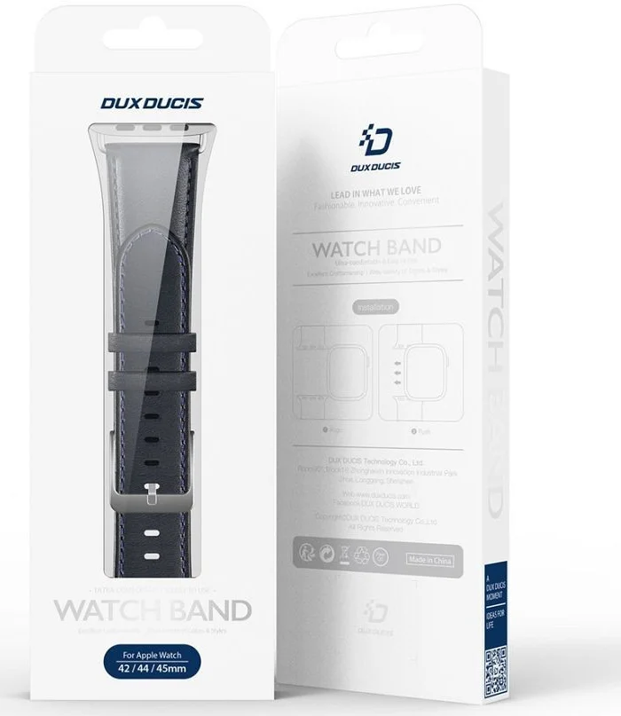 Dux Ducis - YS Leren Apple Watch Bandje - 38MM/40MM/41MM/42MM - Blauw afbeelding 6