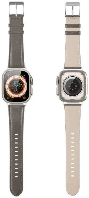 Dux Ducis - YS Leren Apple Watch Bandje - 38MM/40MM/41MM/42MM - Grijs afbeelding 3
