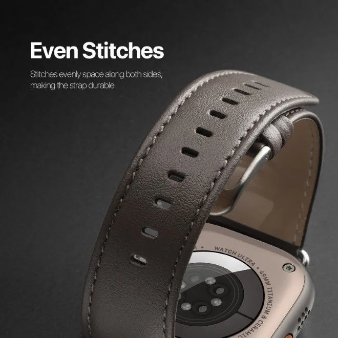 Dux Ducis - YS Leren Apple Watch Bandje - 38MM/40MM/41MM/42MM - Grijs afbeelding 6
