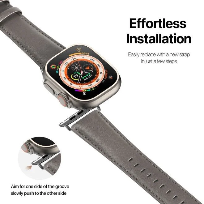 Dux Ducis - YS Leren Apple Watch Bandje - 38MM/40MM/41MM/42MM - Grijs afbeelding 9