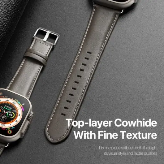 Dux Ducis - YS Leren Apple Watch Bandje - 38MM/40MM/41MM/42MM - Grijs afbeelding 4