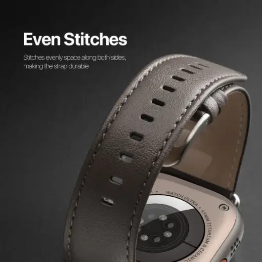 Dux Ducis - YS Leren Apple Watch Bandje - 38MM/40MM/41MM/42MM - Grijs afbeelding 6