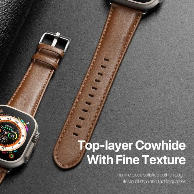 Dux Ducis - YS Leren Apple Watch Bandje - 38MM/40MM/41MM/42MM - Bruin afbeelding 4