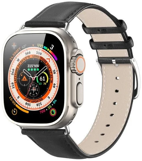 Dux Ducis YS - Leren Apple Watch Bandje - 42MM/44MM/45MM/46MM/49MM - Zwart afbeelding 1