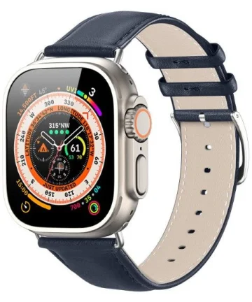Dux Ducis YS - Leren Apple Watch Bandje - 42MM/44MM/45MM/49MM - Blauw Bandjes