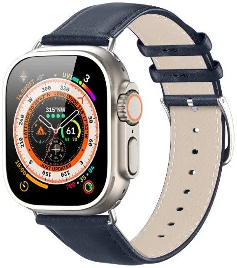 Dux Ducis YS - Leren Apple Watch Bandje - 42MM/44MM/45MM/46MM/49MM - Blauw afbeelding 1