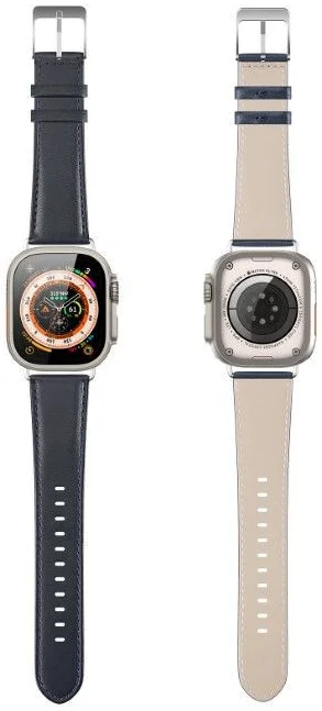 Dux Ducis YS - Leren Apple Watch Bandje - 42MM/44MM/45MM/46MM/49MM - Blauw afbeelding 3