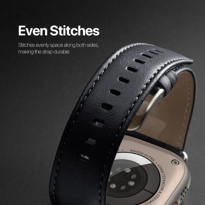 Dux Ducis YS - Leren Apple Watch Bandje - 42MM/44MM/45MM/46MM/49MM - Blauw afbeelding 6