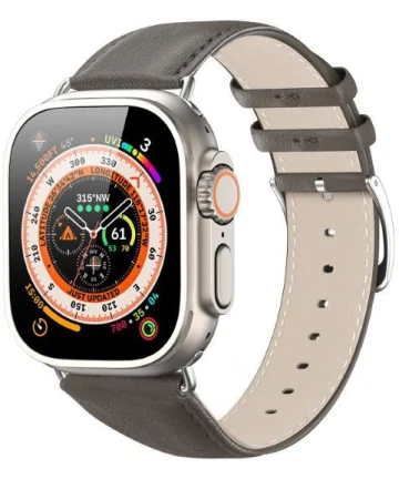 Dux Ducis YS - Leren Apple Watch Bandje - 42MM/44MM/45MM/49MM - Grijs Bandjes