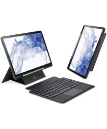 Dux Ducis Samsung Galaxy Tab S8 / S7 Hoes Bluetooth Toetsenbord Zwart