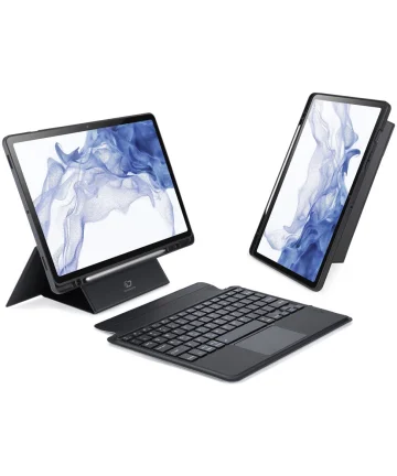 Dux Ducis Samsung Galaxy Tab S8 / S7 Hoes Bluetooth Toetsenbord Zwart Hoesjes