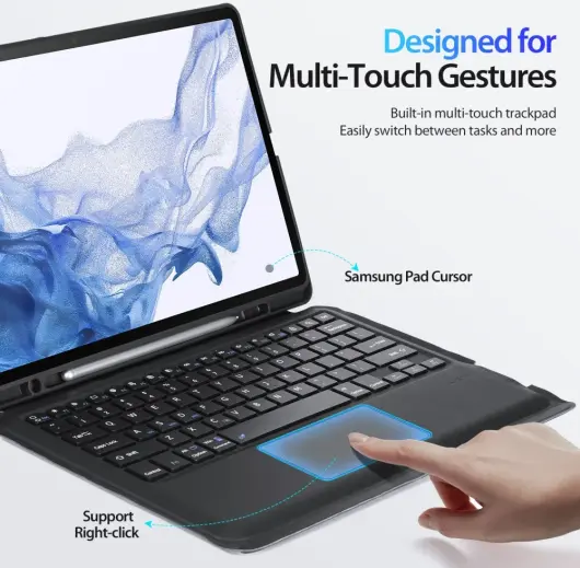 Dux Ducis Samsung Galaxy Tab S8+ / S7 FE / S7+ Toetsenbord Hoes afbeelding 9