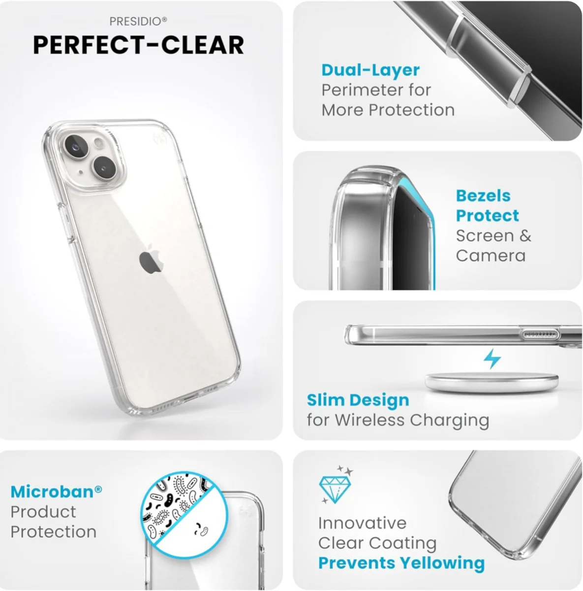 Speck Presidio Perfect Clear iPhone 15 Plus Hoesje Transparant afbeelding 3