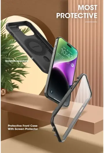 SUPCASE UB Mag Pro Apple iPhone 15 Hoesje MagSafe Stand Zwart afbeelding 3