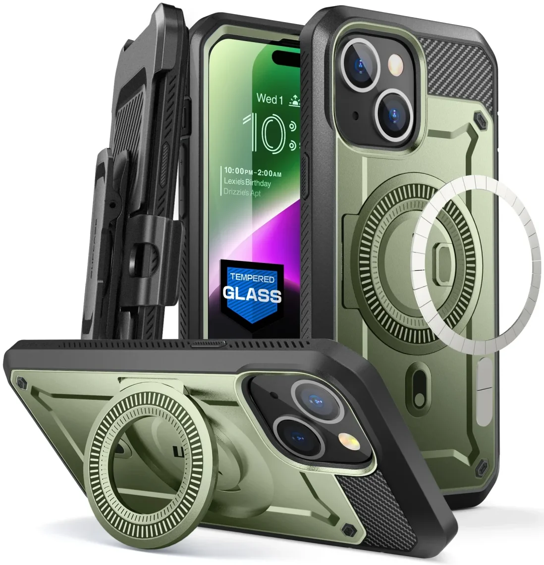 SUPCASE UB Mag Pro Apple iPhone 15 Hoesje MagSafe Stand Groen afbeelding 1