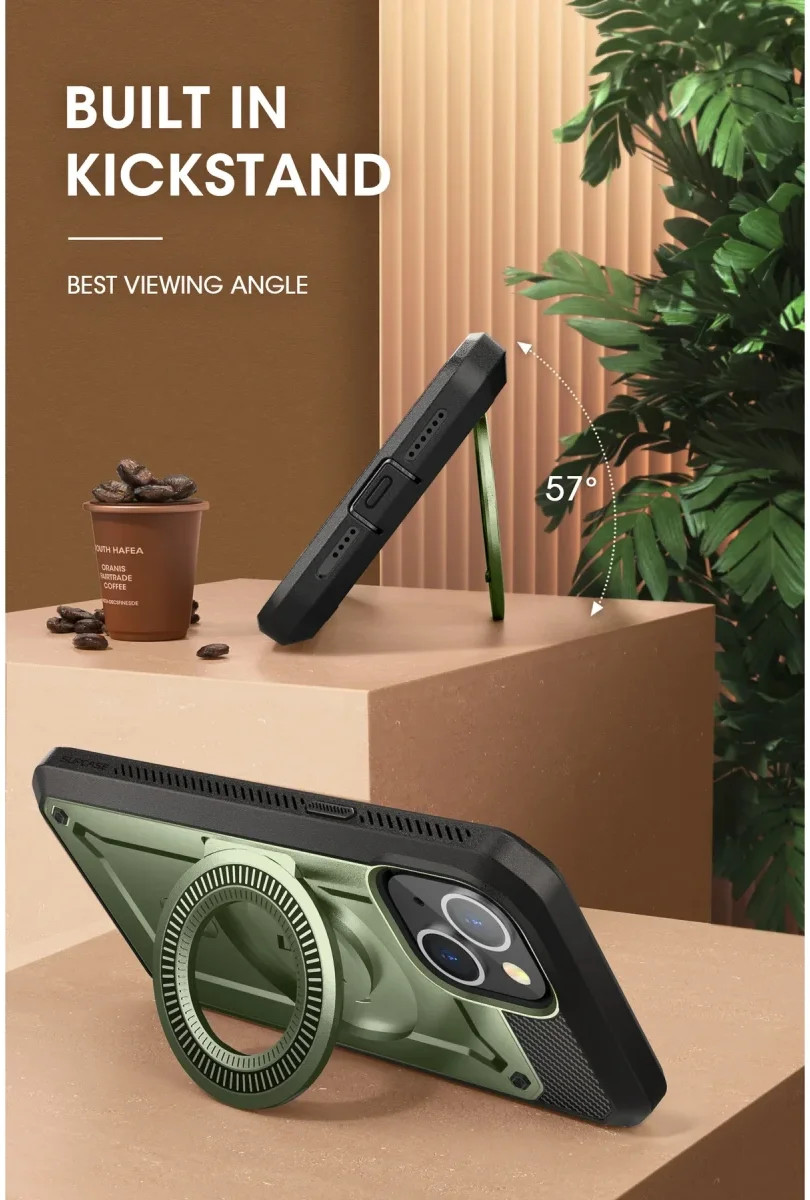 SUPCASE UB Mag Pro Apple iPhone 15 Hoesje MagSafe Stand Groen afbeelding 6
