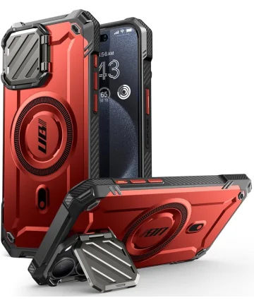 SUPCASE UB Pro MagXT Apple iPhone 15 Pro Hoesje Camera Protector Rood Hoesjes