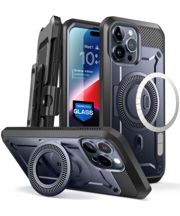 SUPCASE UB Mag Pro Apple iPhone 15 Pro Max Hoesje MagSafe Stand Blauw Hoesjes