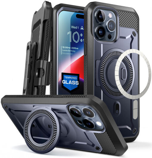 SUPCASE UB Mag Pro Apple iPhone 15 Pro Max Hoesje MagSafe Stand Blauw afbeelding 1