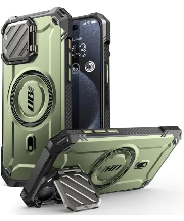 SUPCASE UB Pro MagXT iPhone 15 Pro Max Hoesje Camera Protector Groen Hoesjes