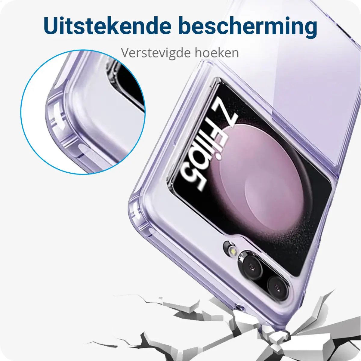 Samsung Galaxy Z Flip 5 Hoesje Schokbestendig en Dun TPU Transparant afbeelding 2