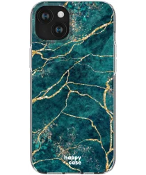 HappyCase iPhone 15 Hoesje Flexibel TPU Aqua Marmer Print