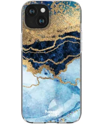 HappyCase iPhone 15 Hoesje Flexibel TPU Blauw Marmer Print