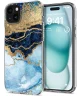 HappyCase iPhone 15 Hoesje Flexibel TPU Blauw Marmer Print