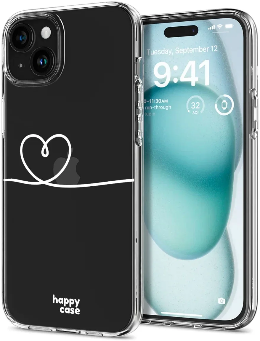 HappyCase iPhone 15 Hoesje Flexibel TPU Hartje Print afbeelding 2