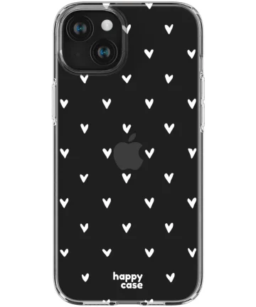 HappyCase iPhone 15 Hoesje Flexibel TPU Hartjes Print Hoesjes