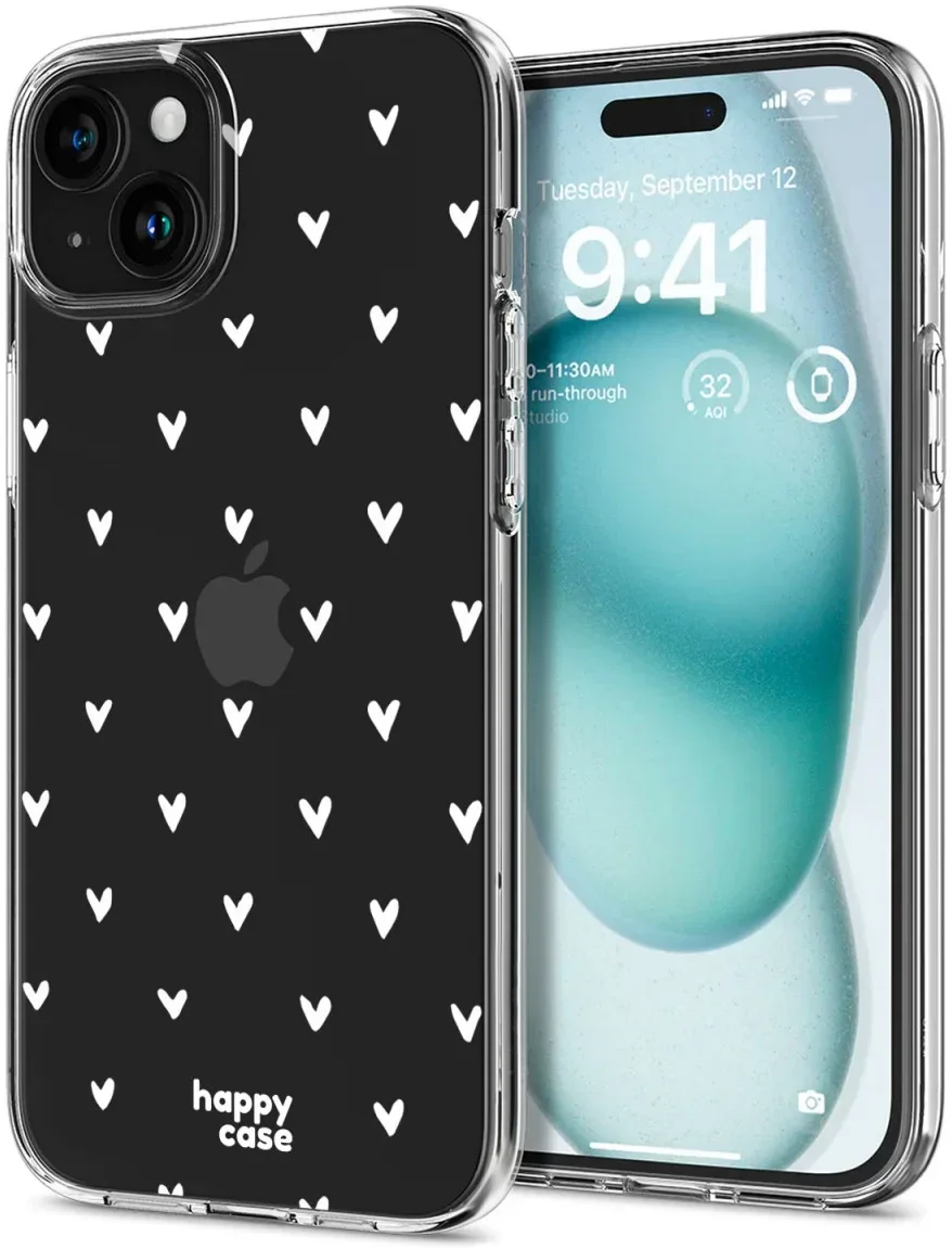 HappyCase iPhone 15 Hoesje Flexibel TPU Hartjes Print afbeelding 2