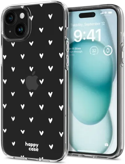 HappyCase iPhone 15 Hoesje Flexibel TPU Hartjes Print afbeelding 2