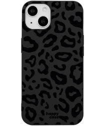 HappyCase iPhone 15 Hoesje Flexibel TPU Luipaard Zwart Print