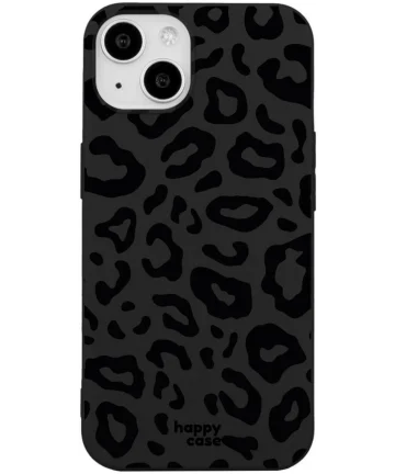 HappyCase iPhone 15 Hoesje Flexibel TPU Luipaard Zwart Print Hoesjes