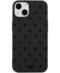 HappyCase iPhone 15 Hoesje Flexibel TPU Hartjes Zwart Print